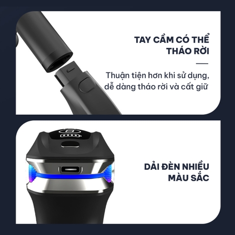 Máy massage cầm tay GOODFIT GF01MG có tay cầm trợ lực có thể tháo rời