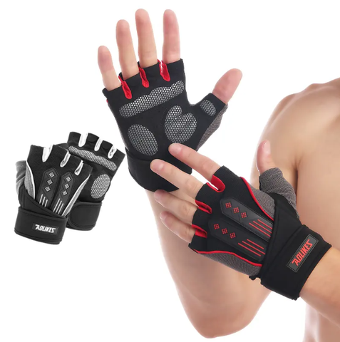 Găng tay tập gym cao cấp có đai cuốn cổ tay Aolikes AL-115