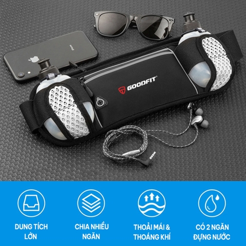 Túi đeo hông chạy bộ chống nước, có ngăn đựng 2 bình nước GF120RB