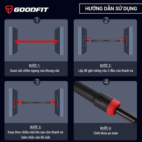 Xà đơn gắn cửa, treo tường thép chịu lực GF201PU_96 - 135cm