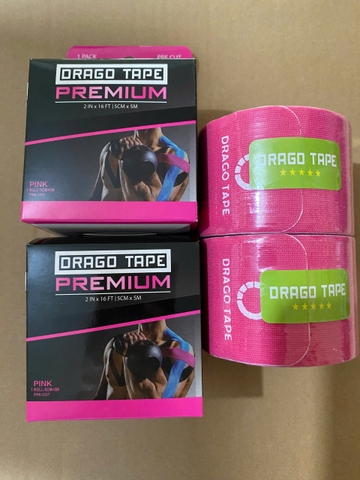 Băng dán cơ thể thao cao cấp DragoTape - cuộn Pre-cut 5cm*5m (Combo 2 cuộn)