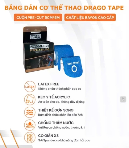Băng Dán Cơ Thể Thao Chính Hãng DRAGO TAPE
