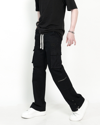 Quần Cargo Kaki Nam Túi Hộp Co Giãn Ống Đứng Màu Đen | KQSTYLING V6