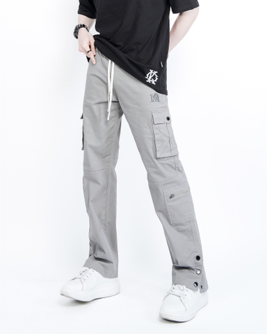 Quần Cargo Kaki Nam Túi Hộp Co Giãn Ống Đứng Màu Xám Nhạt | KQSTYLING V6