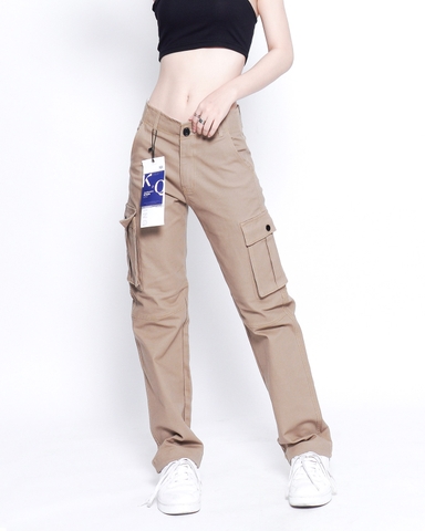 Quần Cargo Nữ Ống Suông Túi Hộp KQSTYLING Form Rộng Màu Be C1
