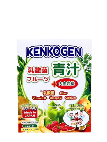 Bột Mầm Lúa Mạch Non Kenkogen Trái Cây Lợi Khuẩn 10 Gói