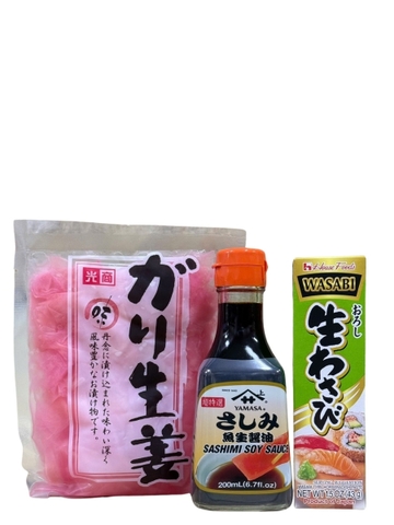 Combo Ăn Kèm Sushi Sashimi Chuẩn Vị Nhật (Nước Tương Sushi 200ML + Gừng Hồng 250G + Wasabi House Tuýp)