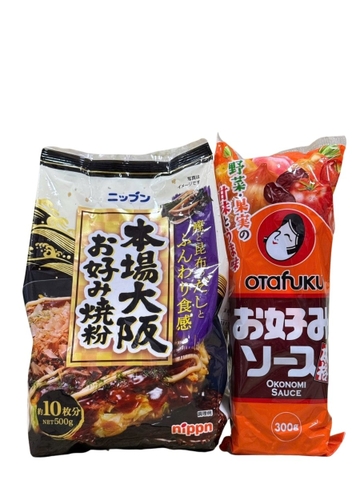 Combo Nguyên Liệu Bánh Okonomiyaki Nhật (Bột Nhật + Sốt)