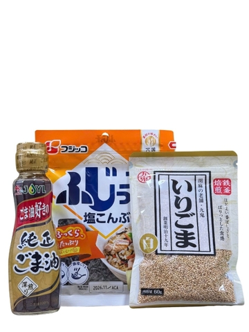 Combo Nguyên Liệu Bắp Cải Trộn Rong Biển Muối Nhật (Shio Kombu, Dầu Mè & Mè Rang)