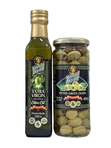 Combo Nguyên Liệu Làm Salad Địa Trung Hải (Quả Oliu Xanh 450G + Dầu Oliu Extra Virgin 250ML)