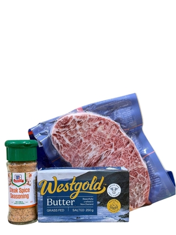 Combo Nguyên Liệu Steak Bò Fuji Áp Chảo Bơ (Bò Steak Fuji 200G + Bơ Mặn Westgold 250G + Steak Spice McCormick 60G)
