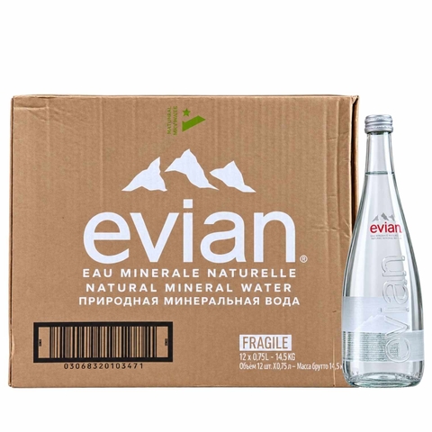 Nước Khoáng Evian Chai Thủy Tinh 750ML (Thùng 12 Chai)
