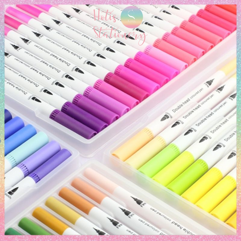 [HOTIS] Bút lông hai đầu tô màu vẽ tranh gốc nước viết calligraphy Double Head- Bộ 60/80/100/120 màu