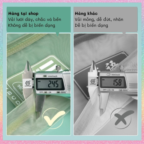 [HOTIS] Túi lưới đựng tài liệu khổ A4 màu Morandi, xuyên thấu, có khóa kéo, siêu tiện lợi