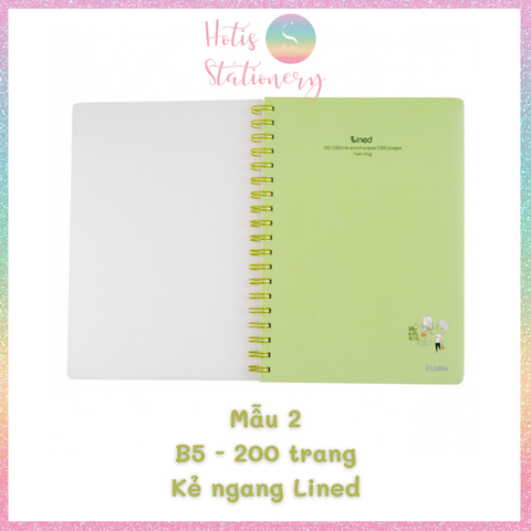 [HOTIS} Sổ lò xo kép Klong kẻ ngang lined B5 - 200 trang - MS582