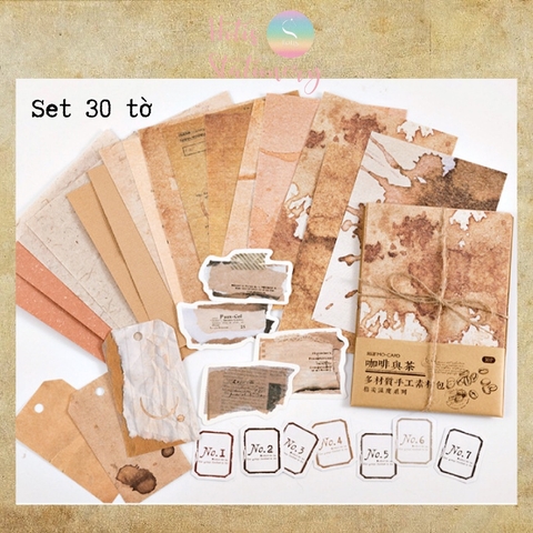 [HOTIS] Giấy nền vintage họa tiết retro - 30 tờ