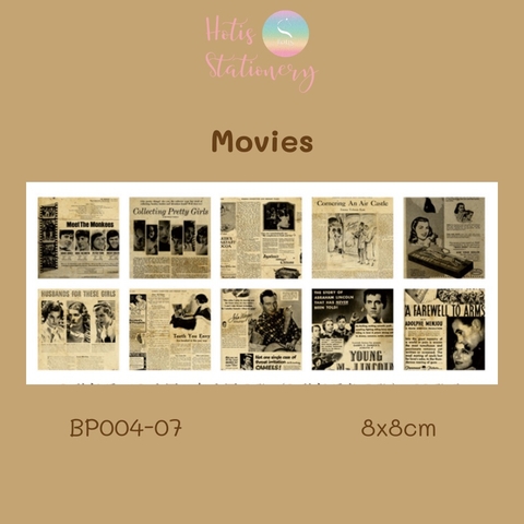 [HOTIS] Set giấy nền retro vintage họa tiết báo cũ chữ Tiếng Anh - 60 tờ