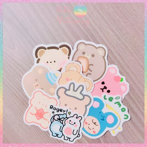 [HOTIS] Set 10 miếng dán Sticker dán mũ bảo hiểm, vali, laptop, điện thoại, 3cm/ cái