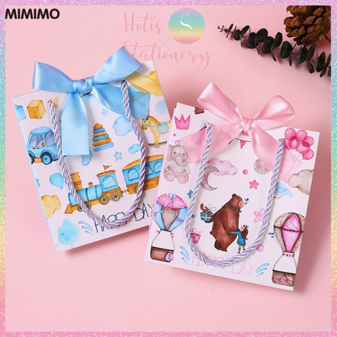 [HOTIS] Túi quà tặng Happy Day hoạt hình cute - Tặng kèm ruy băng thắc nơ