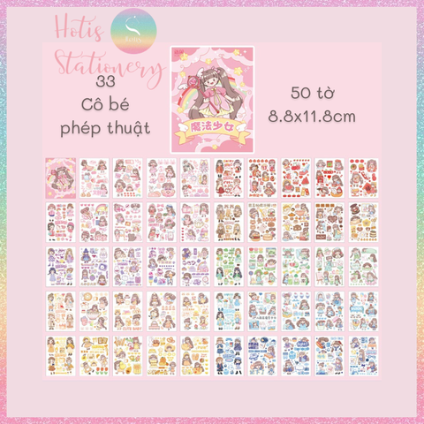 [HOTIS] 50 MẪU - Sticker dán sổ hoạt hình Colorful Dream - 50 tờ/ hộp