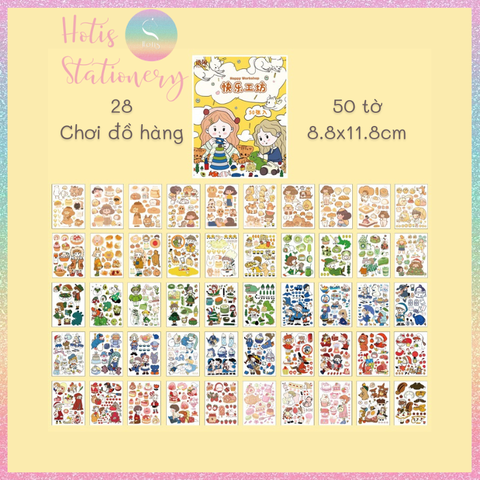 [HOTIS] 50 MẪU - Sticker dán sổ hoạt hình Colorful Dream - 50 tờ/ hộp