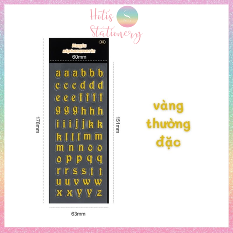 [HOTIS] Sticker chữ in hoa/ thường màu vàng bạc ánh kim trang trí sổ bullet journal