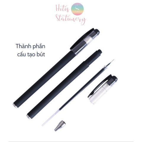 [HOTIS] Bút gel vỏ màu lì viết êm không lem sử dụng hàng ngày - Đầu bút 0.5mm/ 0.38mm - Xanh/ Đen/ Đỏ