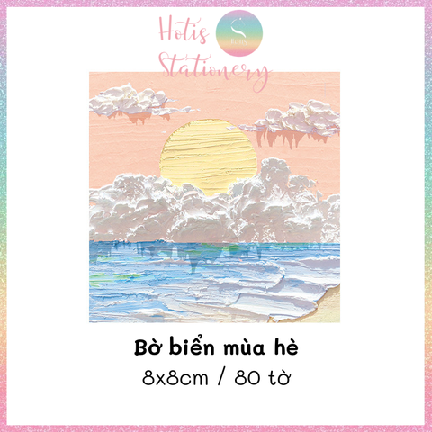 [HOTIS] [16 MẪU] Tệp 80 tờ giấy ghi chú tranh phong cảnh, giấy note hình thú đáng yêu - 8x8cm