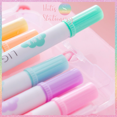 [HOTIS] Bộ 6 bút highlight 2 đầu Light Color 6 màu siêu cưng