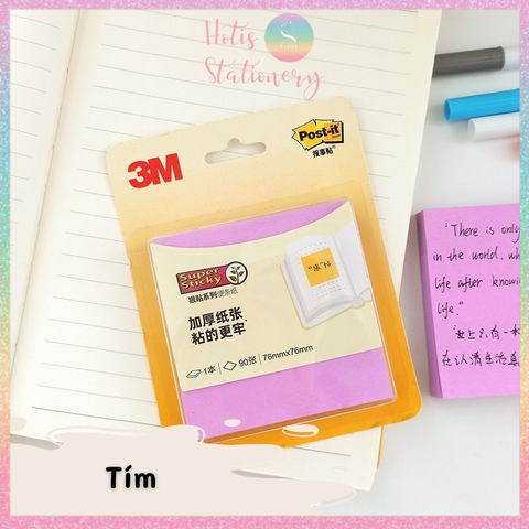 [HOTIS] Tệp 90 tờ giấy note, giấy ghi chú Post-it 3M có keo dính, nhiều màu - 7.6x7.6cm