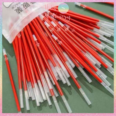 [HOTIS] Combo 10 ruột bút gel thay thế - Ngòi 0.38mm/0.5mm - Xanh/ Đen/ Đỏ