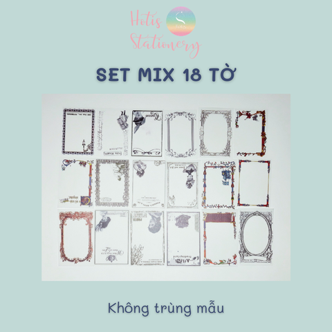 [MIX MẪU] Giấy nền vintage họa tiết khung hoa văn retro - 45 tờ