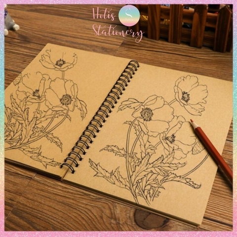 [HOTIS] Sổ lò xo bìa cứng kraft nâu đen - Khổ B5/ A5/ 32K - 50 tờ - 80gsm