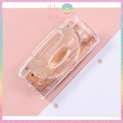 [HOTIS] Đồ bấm lỗ trong suốt màu vàng hồng sang chảnh - Dùng cho giẩy refill sổ còng binder