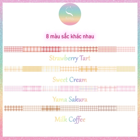 [HOTIS] Washi cuộn caro tape màu pastel tinh tế - Dài 3m