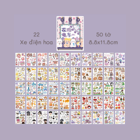 [HOTIS] 50 MẪU - Sticker dán sổ hoạt hình Colorful Dream - 50 tờ/ hộp