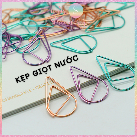 [HOTIS] Set 10 cái Kẹp giấy kim loại hình giọt nước kẹp thiệp cưới, thư mời, thiệp sinh nhật