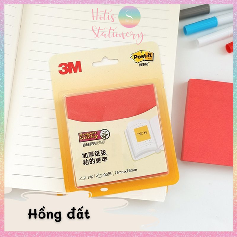 [HOTIS] Tệp 90 tờ giấy note, giấy ghi chú Post-it 3M có keo dính, nhiều màu - 7.6x7.6cm