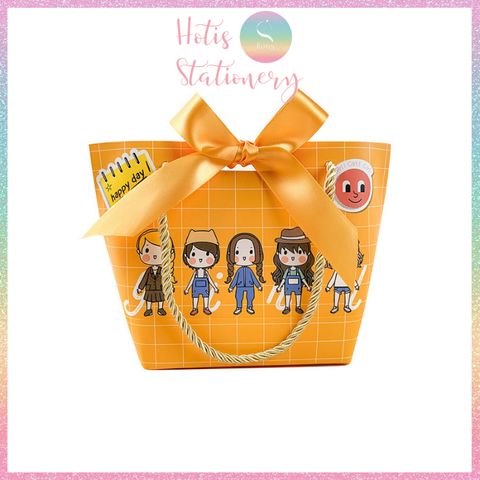 [HOTIS] Túi giấy đựng quà tặng nhiều hình xinh xắn có quai xách và tặng kèm ruy băng thắc nơ