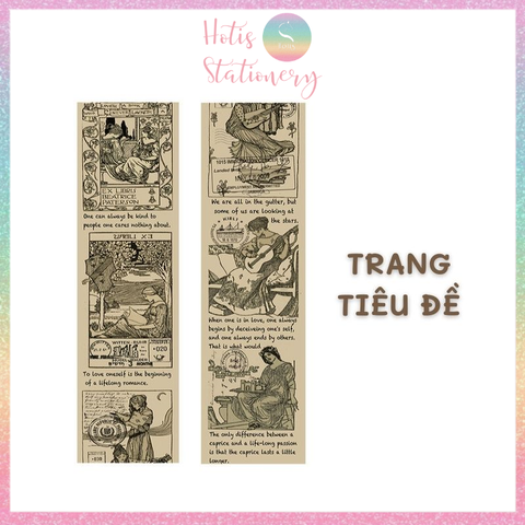 [HOTIS] Cuộn băng dán washi tape retro Âu Mỹ trang trí sổ, bullet journal - Dài 3m, Rộng 5cm