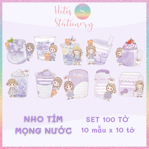 [HOTIS] Set 100 tờ giấy ghi chú MUYU hoạt hình dễ thương, không keo dính