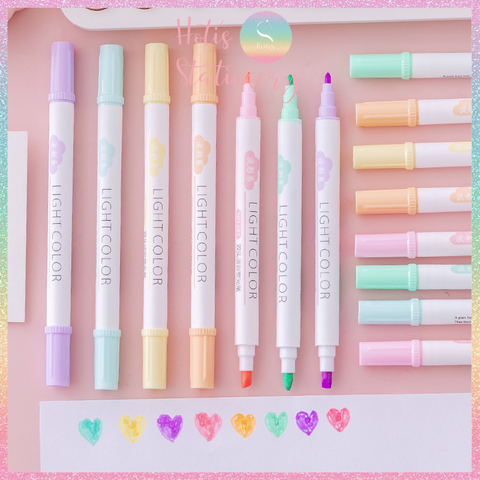 [HOTIS] Bộ 6 bút highlight 2 đầu Light Color 6 màu siêu cưng