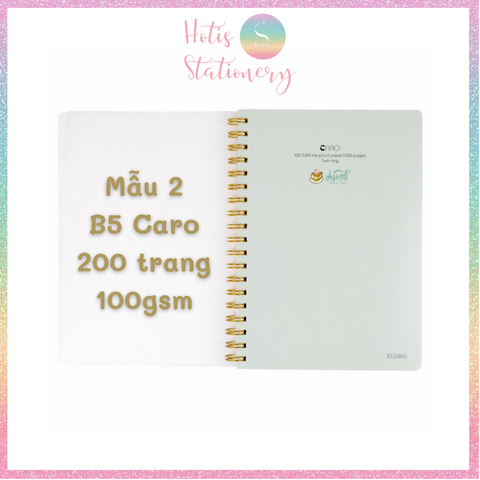 [HOTIS] Sổ lò xo kép KLong Caro B5 200 trang, bìa nhựa - MS576