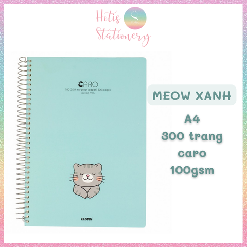 [HOTIS] Sổ lò xo đơn Caro A4 KLong 100gsm - 200/ 300 trang - MS590 & MS591