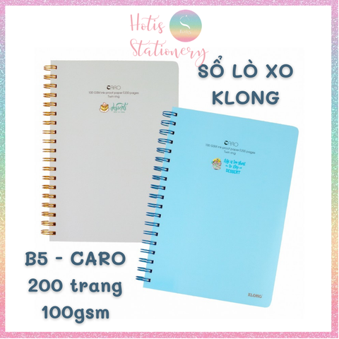 [HOTIS] Sổ lò xo kép KLong Caro B5 200 trang, bìa nhựa - MS576