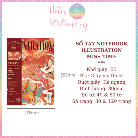 [HOTIS] Sổ tay Notebook Miss Time Illustration dạng tạp chí - B5 80/ 120 trang