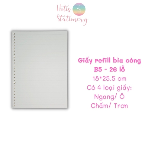 [HOTIS] Giấy refill bìa còng binder notebook A7/ A6/ A5/ B5/ A4