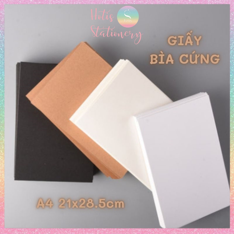 [HOTIS] Giấy bìa cứng 2 mặt làm thủ công DIY - A4 21x28.5cm -  Trắng/ Đen/ Nâu