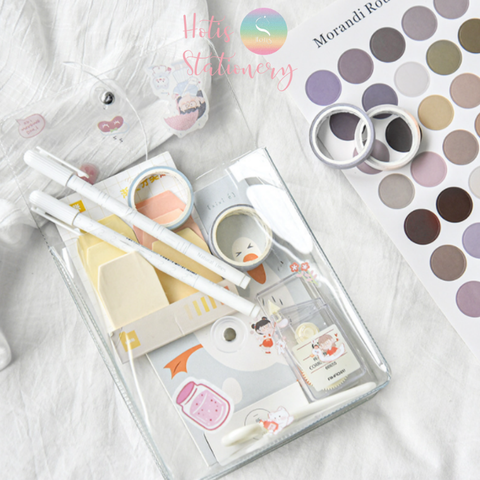 Túi đựng bút, dụng cụ học tập, mỹ phẩm PVC trong suốt siêu cute hotis-stationery