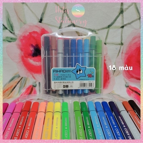 [HOTIS] Bút lông tô màu AIHAO color pen vẽ tranh gốc nước - Bộ 12/18/24/36 màu